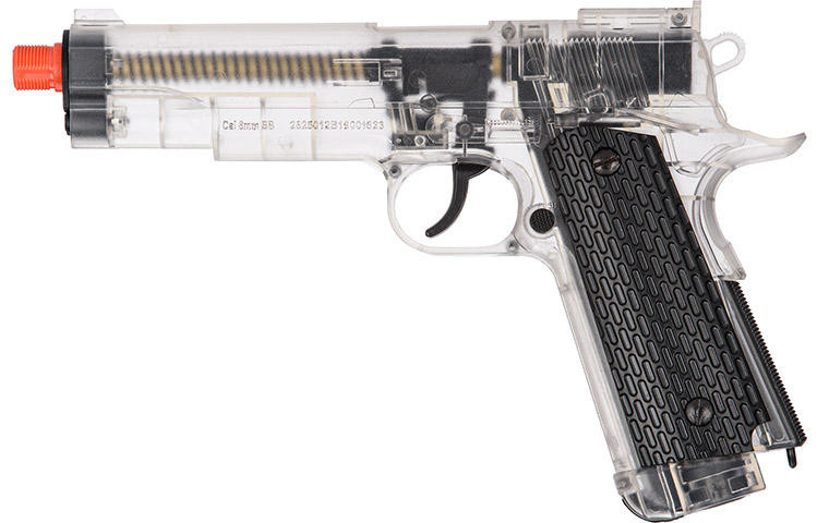 Wellfire G292B-CR M1911 Non-Blowback CO2 Airsoft Pistol, Clear