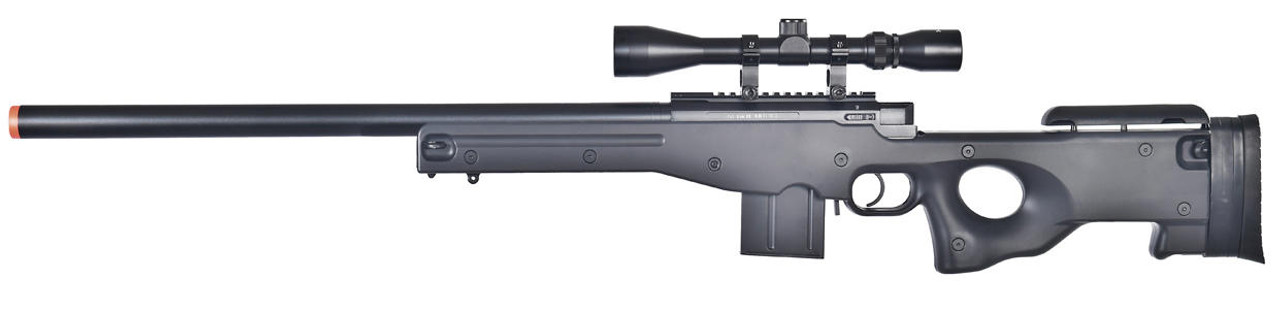 WELL L96 AWS Bolt Action Airsoft Rifle with Scope, Black
