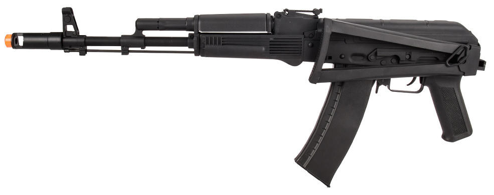 Lancer Tactical AK-74M AEG Airsoft Rifle, Skeleton Foldable Stock