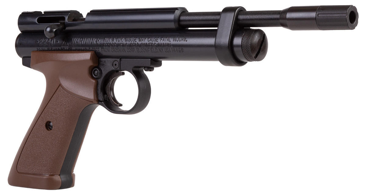 Crosman CO2 Powered .22 Cal Airgun, Steel Breech, Black/Brown
