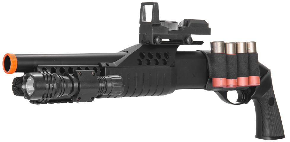 AGM Spring RIS Pistol Grip Airsoft Shotgun, Black - Thumbnail 4