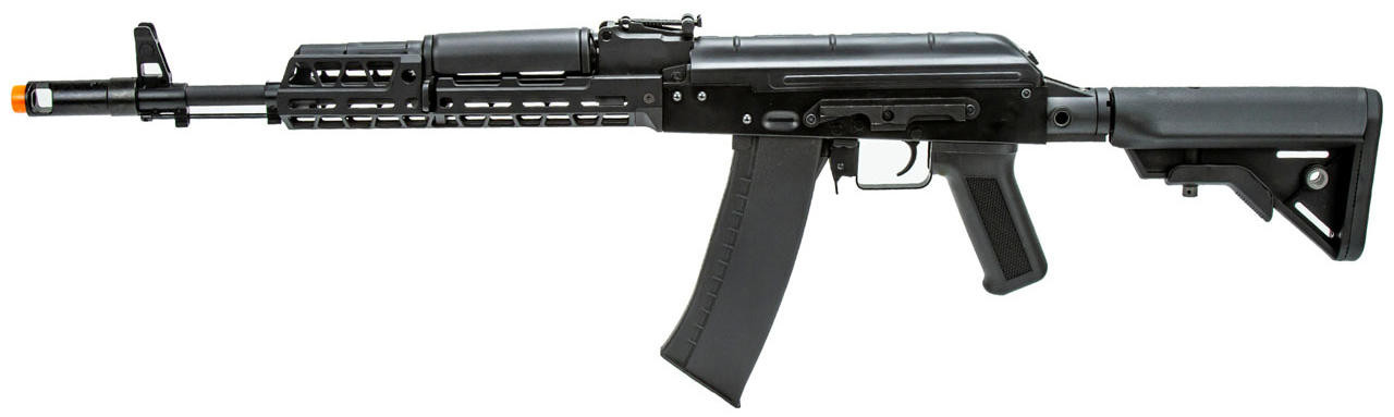 AKタイプエアガン ブラック Lancer Tactical AK74 Full Metal Airsoft AEG Rifle, Black | Airsoft