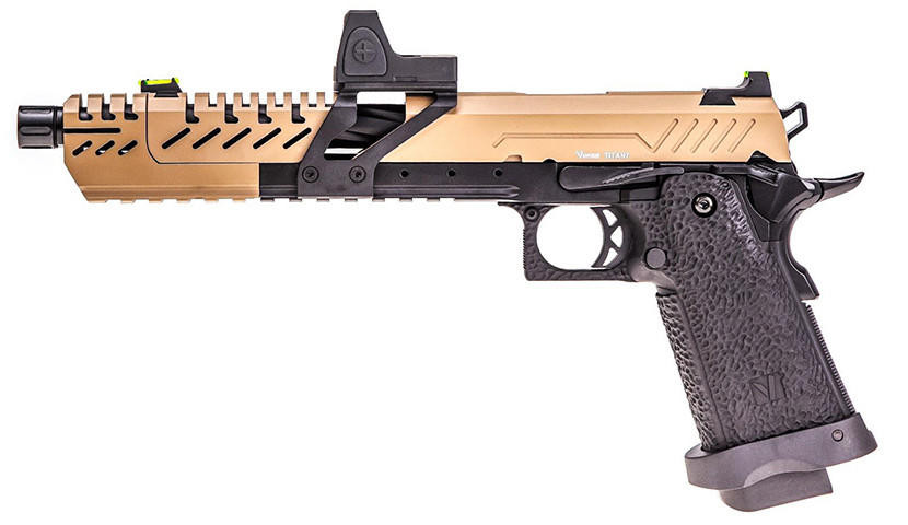 Vorsk 7in Titan Hi Capa Airsoft PIstol w/ Micro Red Dot, Tan