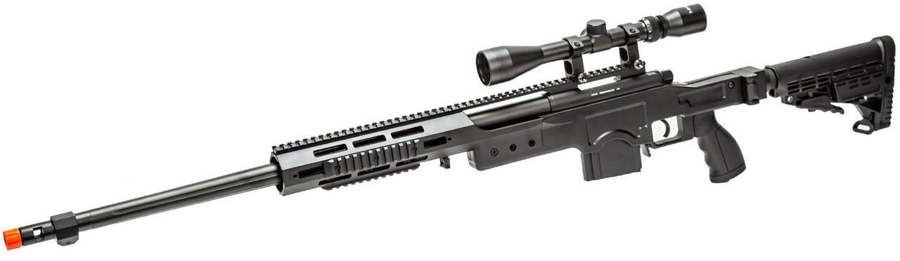 WellFire MB4412 Bolt Action Airsoft Sniper Rifle w/ Scope, Black