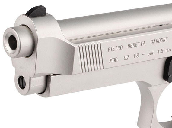 Beretta 92FS CO2 .177 Nickel Air Gun, Silver/Wood | Airsoft Station