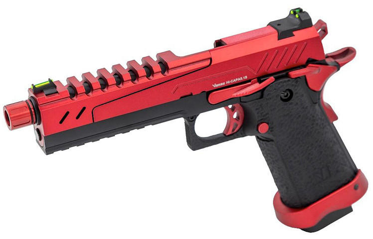 Vorsk 5.1 Split Slide Gas Powered Hi-Capa Airsoft Pistol, Red
