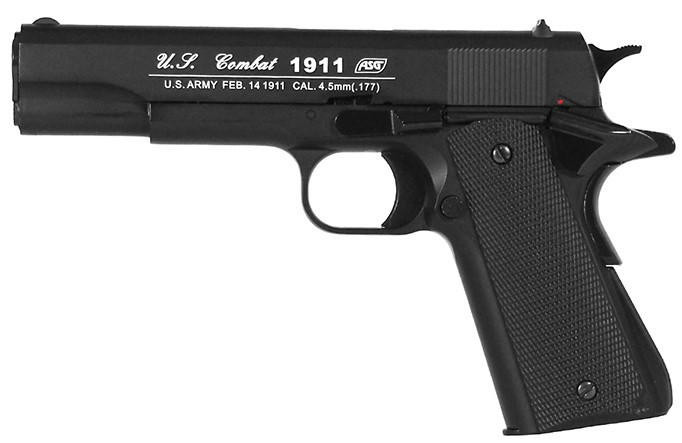 ASG 1911 US-C .177 Cal CO2 Blowback Airgun Pistol, Black | Airsoft