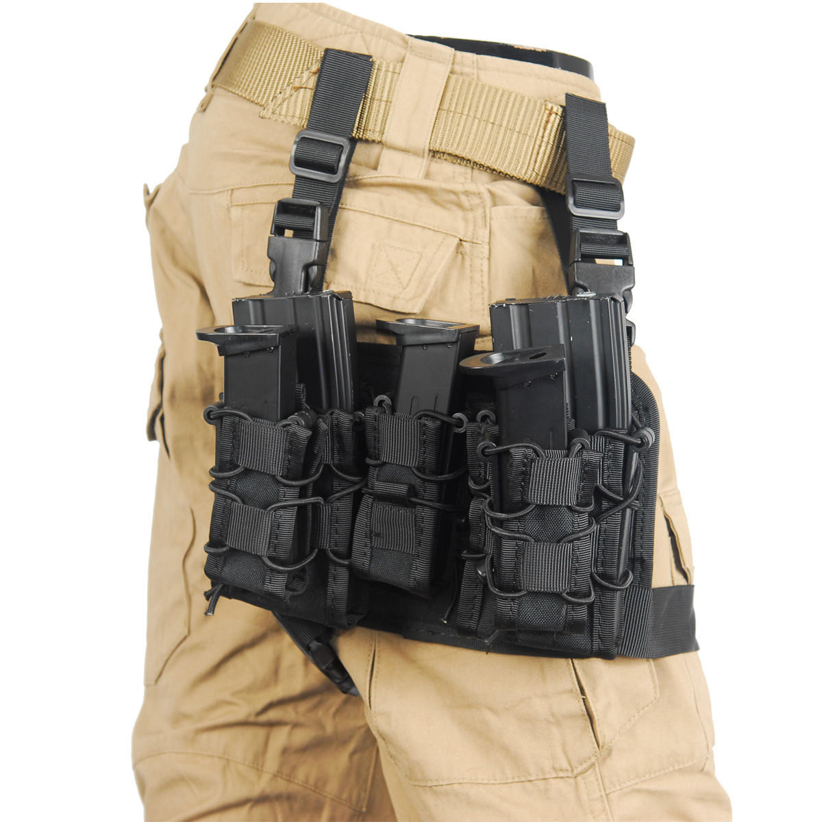 Lancer Tactical TKO Mag Pouch Leg Rig, Black | Airsoft Station