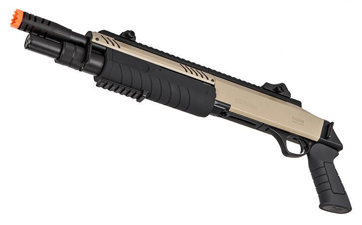 FABARM STF/12 Short Barrel Airsoft Shotgun, Tan/Black | Airsoft