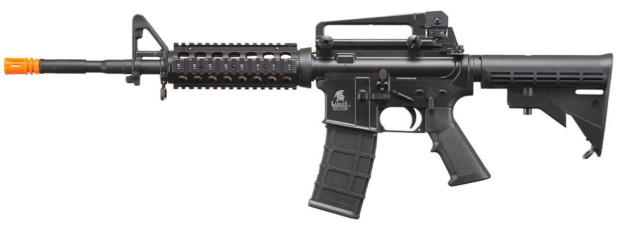 Lancer Tactical M4A1 RIS Full Polymer GBB Airsoft Rifle, Black