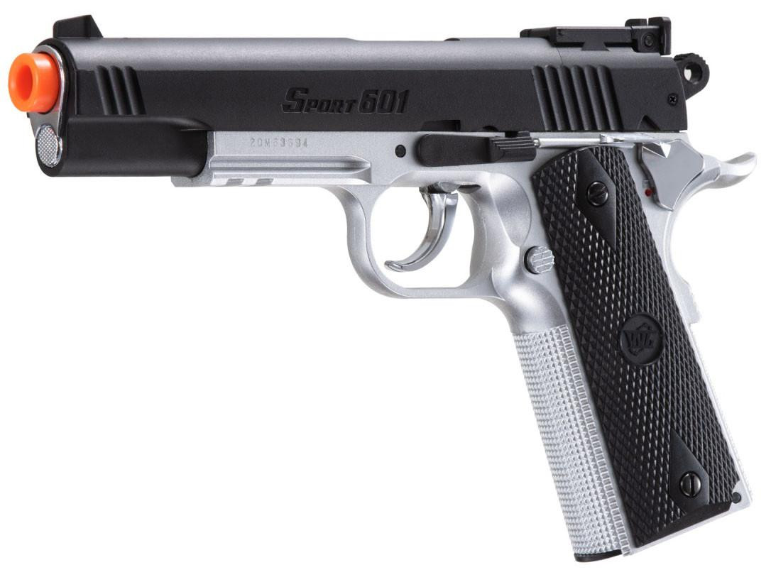 WG Sport 601 1911 Spring Airsoft Pistol, Silver/Black | Airsoft