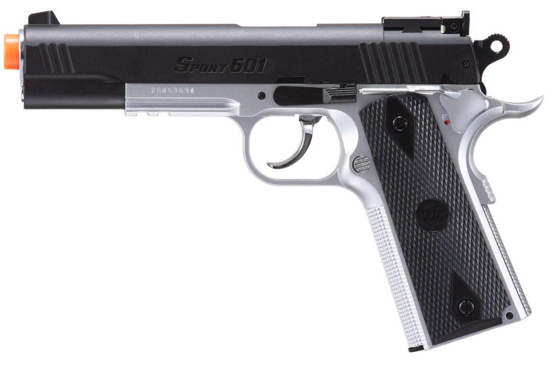 WG Sport 601 1911 Spring Airsoft Pistol, Silver/Black | Airsoft