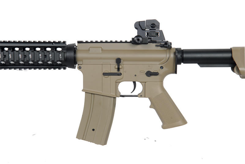 JG Super Enhanced M4 CQB RIS AEG Airsoft Rifle, Dark Earth
