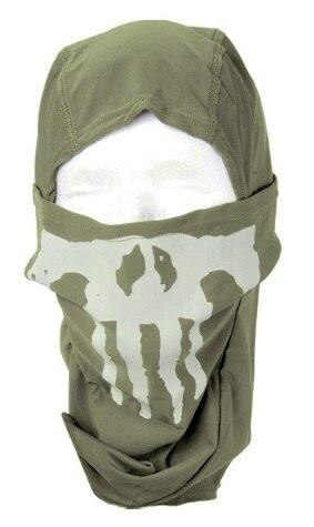 Lancer Tactical Ghost Balaclava, OD Green w/ Skull Design