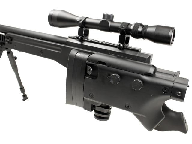 Well MB08 Bolt Action Airsoft Sniper Rifle w/ Scope and Bipod, Black