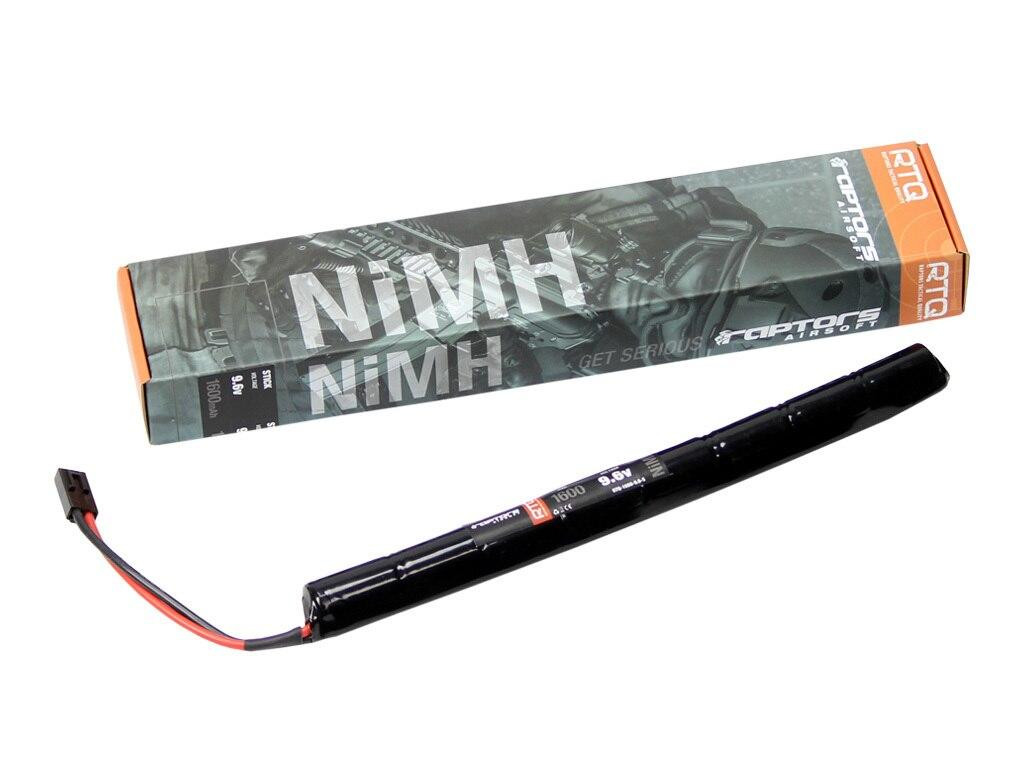 Raptors Airsoft RTQ AK NiMH 1600mah 9.6v Stick Battery - 1 Year