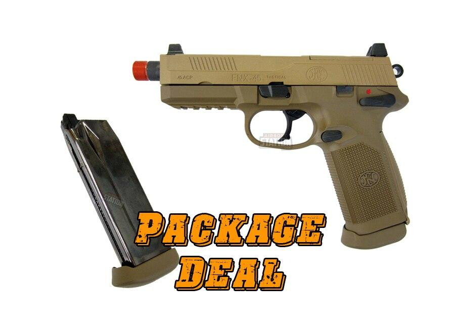 FN Herstal FNX-45 Tactical Metal Gas Blowback Airsoft Pistol, Tan