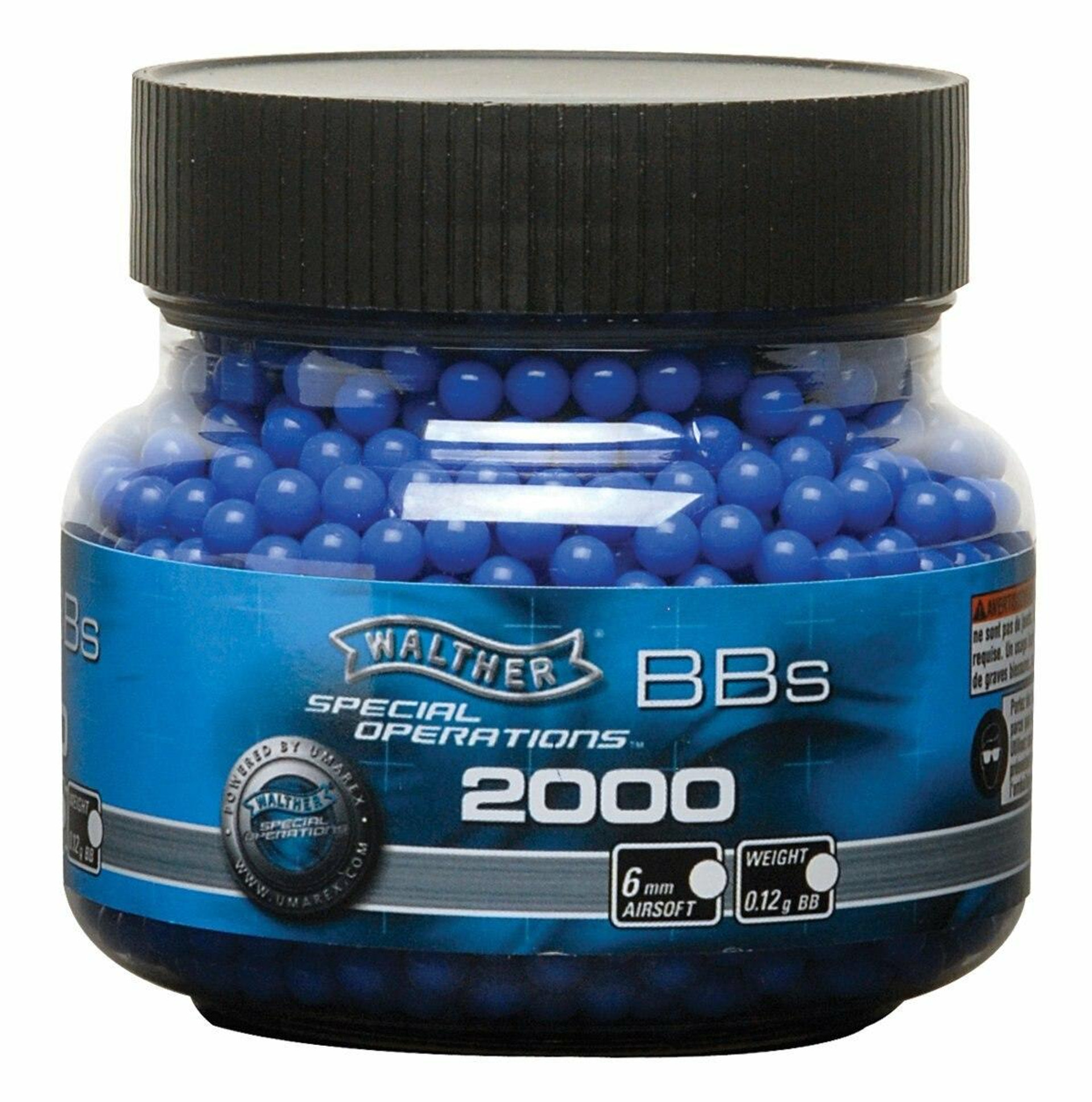 Walther 0.12g 6mm Airsoft BBs, Blue, 2000ct Bottle