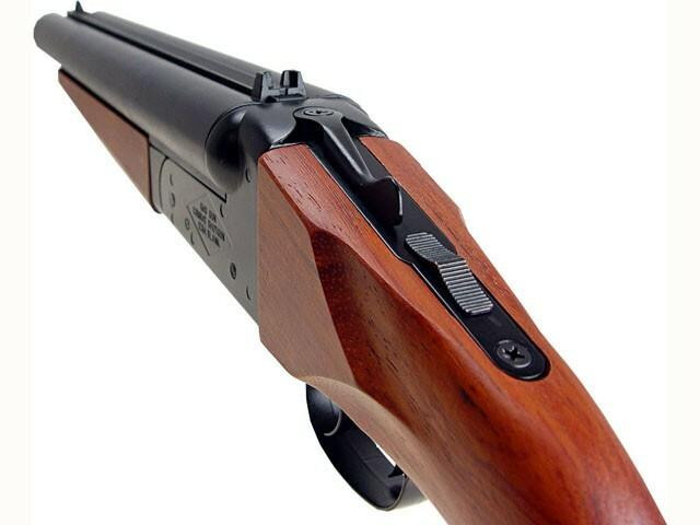 Break Action Double Barrel Green Gas Airsoft Shotgun, Wood