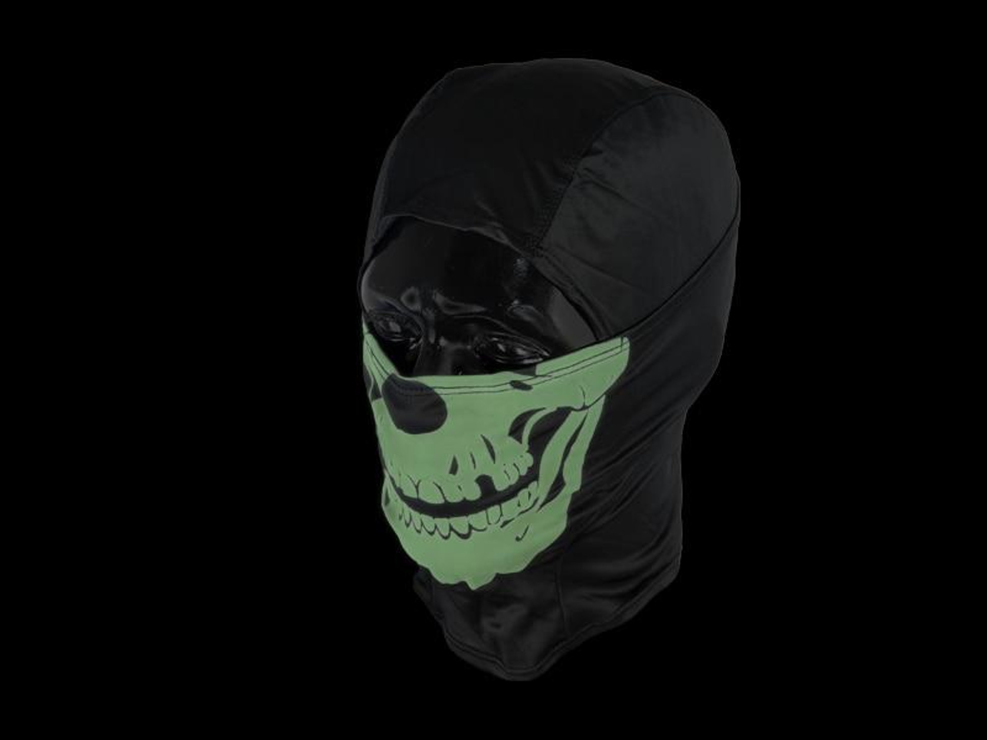 Lancer Tactical Ghost Balaclava, Black w/ Glow in the Dark Skull Design