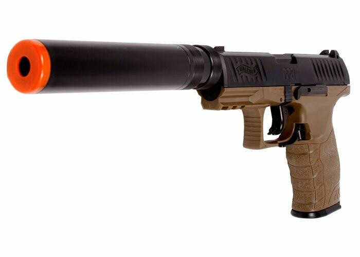 Walther PPQ Combat Airsoft Spring Pistol Kit with Fake Silencer and
