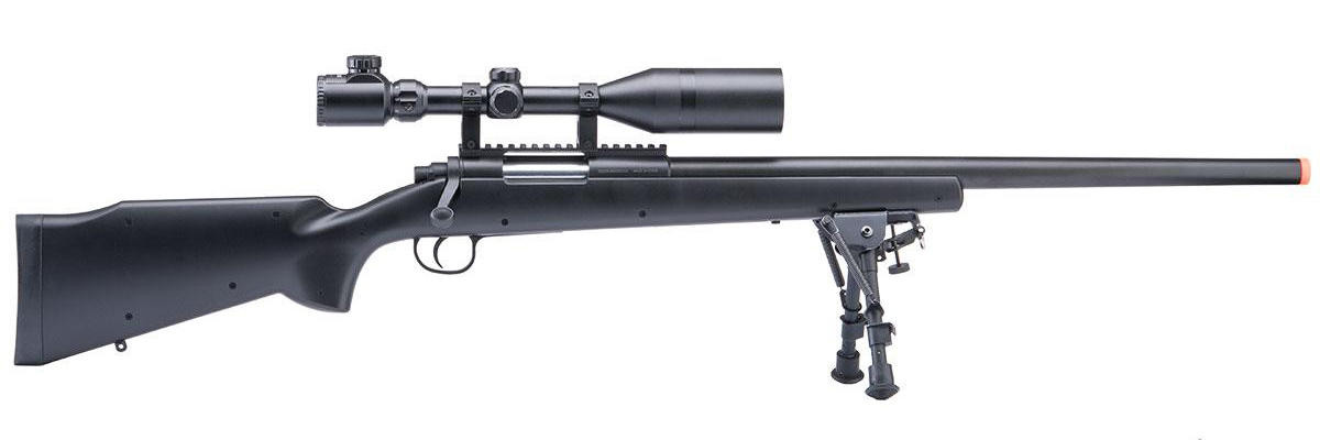 Double Eagle Sportsline M61 Bolt Action Airsoft Sniper Rifle, Black