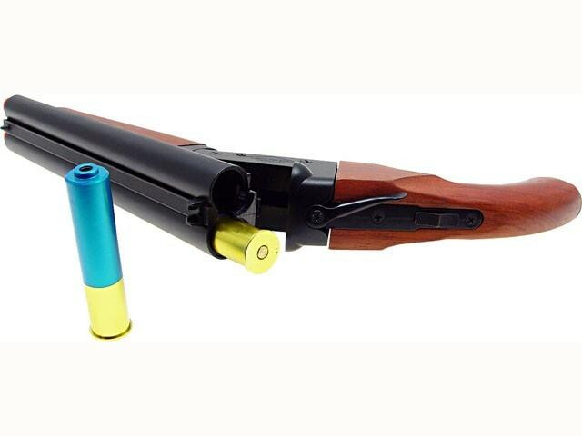 Break Action Double Barrel Green Gas Airsoft Shotgun, Wood