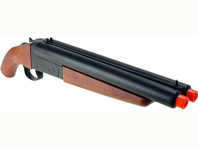 Break Action Double Barrel Green Gas Airsoft Shotgun, Wood