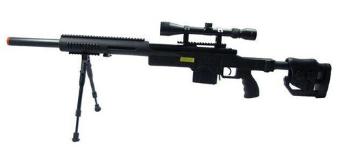 WELL Airsoft Spring Scout Sniper Rifle with Folding Stock, Scope, Bipod, and Tubular RIS WELL Airsoft Spring Scout Sniper Rifle with Folding Stock, Scope, Bipod, and Tubular RIS