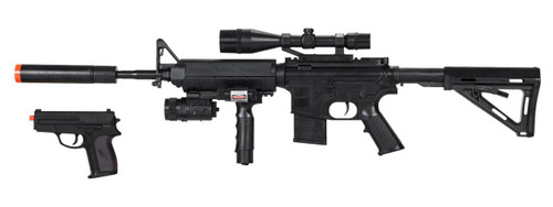 Tactical M4 Spring-Powered Combat Rifle and Sidearm Kit Tactical M4 Spring-Powered Combat Rifle and Sidearm Kit