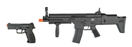 FN Herstal SCAR-L AEG Rifle and FNS-9 Spring Pistol Airsoft Kit, Black FN Herstal SCAR-L AEG Rifle and FNS-9 Spring Pistol Airsoft Kit, Black