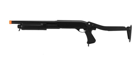 Lancer Tactical Tri-Burst Short Barrel Airsoft Shotgun w/ Folding Stock, Black