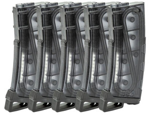 Lancer Tactical 130 Round High Speed Mid-Cap M4 Airsoft Magazine, Smoke, 5 Pack