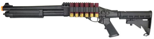 GE Full Metal RIS Tri-Burst w/ Retractable Stock Airsoft Shotgun, Black