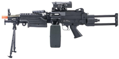 Cybergun FN Licensed "Middleweight" M249 SAW Machine Gun Airsoft Rifle, Black Cybergun FN Licensed "Middleweight" M249 SAW Machine Gun Airsoft Rifle, Black