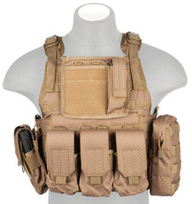 Lancer Tactical Assault Airsoft Tactical Vest, Coyote Brown
