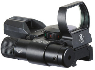 Lancer Tactical 4-Reticle Red/Green Dot Reflect Sight with Green Laser, Black