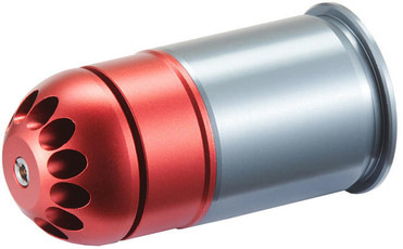 PPS 72 Round CNC 40mm Green Gas Airsoft Grenade Shell, Red/Grey