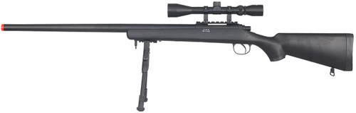 Well VSR-10 Bolt Action Airsoft Sniper Rifle w/ Scope and Bipod, Black Well VSR-10 Bolt Action Airsoft Sniper Rifle w/ Scope and Bipod, Black