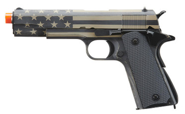 Army Armament Full Metal 1911 GBB Airsoft Pistol, Distressed Black/Tan Stars & Stripes Army Armament Full Metal 1911 GBB Airsoft Pistol, Distressed Black/Tan Stars & Stripes