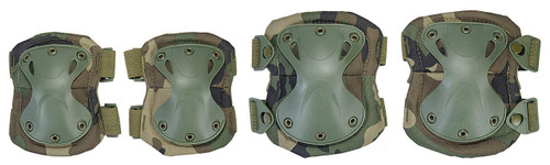 Lancer Tactical Quick-Release Knee & Elbow Pad Set, Woodland Camo Lancer Tactical Quick-Release Knee & Elbow Pad Set, Woodland Camo