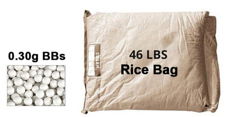 Lancer Tactical 46 lbs Rice Bag Airsoft 0.30g BBs, White Lancer Tactical 46 lbs Rice Bag Airsoft 0.30g BBs, White