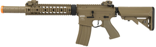 Lancer Tactical Low FPS Proline Gen 2 10" M4 Carbine Airsoft AEG Rifle with Mock Suppressor, Tan