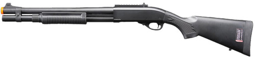 Golden Eagle M870 3/6-Shot Pump Action CO2 Airsoft Shotgun w/ Mock Shell Tube & Ghost Ring Iron Sights, Black