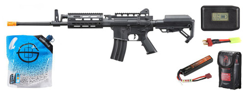 Golden Eagle AR LMG Airsoft Light Machine Gun w/ Battery & Charger Combo, Black