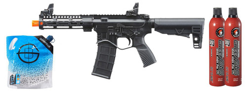 Golden Eagle Compact BD Style 7" M-LOK M4 GBB Airsoft Rifle w/ Green Gas Combo, Black