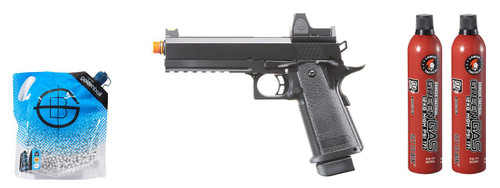 Raven Airsoft 5.1 Hi Capa Airsoft Pistol w/ Micro Red Dot, Green Gas Combo, Black