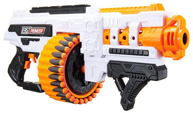 Cyber Walker Fast Bang SMG Drum Electric Dart Blaster, White/Orange