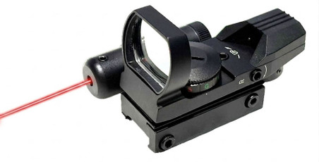 Raptors Airsoft 1x22mm Multi-Reticle Red & Green Dot Sight w/ Integrated Red Laser, Black