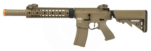 Lancer Tactical Low FPS Gen 2 10" M4 SD Carbine Airsoft AEG Rifle w/ Mock Suppressor, Tan